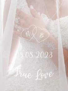 1pc Custom Wedding Veil, Custom Bridal Veil With Phrases, Personalized Wedding Veil With Phrases, Personalized Embroidery For Bridal's Accessories, Personalized Embroidery Wedding Veil, Wedding Gift, Bachelorette Party Gift, Gift For Her, Durable, Colorful For Father's Day, For Graduation, For Weddings, For Housewarming - Multicolor - View 5
