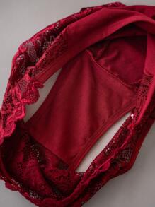 Women's 3pcs Sexy Lace Shell Edge Triangle Panties Set