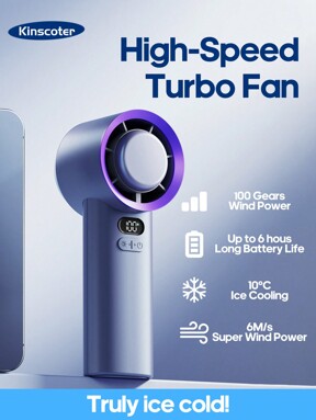 kinscoter 1Pc Rechargeable 3600mAh Portable Small Electric Hand Fan Camping Travel Air Cooler 100 Wind High Speeds Adjustable Peronal Mini Cooling Hand Held Fan