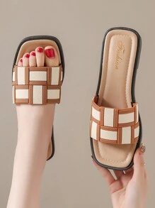 Women's New Fashion Simple & Elegant Casual Lightweight Soft-Soled Brown Sandals, Slip-Resistant, Antibacterial, Breathable, Soft, Open-Toe Flat Sandals For Outdoor Activities, Travel, Vacation, Beach, Home Use