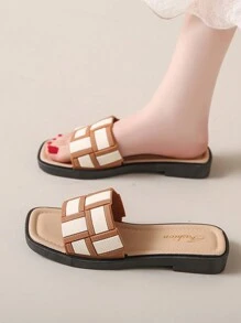 Women's New Fashion Simple & Elegant Casual Lightweight Soft-Soled Brown Sandals, Slip-Resistant, Antibacterial, Breathable, Soft, Open-Toe Flat Sandals For Outdoor Activities, Travel, Vacation, Beach, Home Use