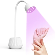 1 件 24W LED UV 指甲灯，迷你，带鹅颈管的快干灯，LED 指甲灯 365nm 405nm 360° 可旋转指甲固化灯 USB 充电（可选充电版和插入版） - 彩色 - 查看 1