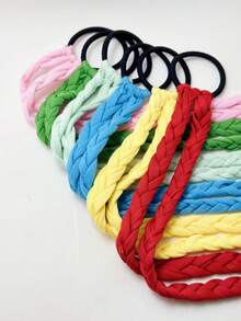 6pcs Colorful Fabric Braided Hair Ties For Handmade Braids And Buns - Multicolor - View 5
