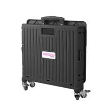 Folding Grocecy Cart Utility Shopping Trolley Basket W/ 360° Rotate Wheels, Black/Pink/Blue - 黑色 - 查看 3