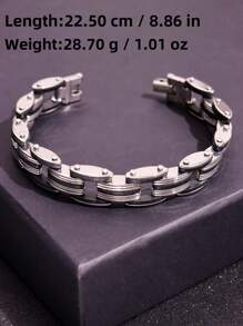 1 pieza Brazalete de cruz de acero inoxidable de estilo punk para hombres, regalo para fiestas/días festivos