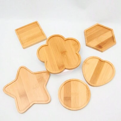 1pc DIY Mosaic Bamboo Cup Coaster, Blank Base Tray, Drink Cup Mat, Plant Coaster, Artistic Plate (Round, Square, Oval, Rectangle, Flower, Star, Heart, Hexagon, Excluding Mosaic Tiles), Suitable For Flowerpot Small Plant Tray, Bamboo Flowerpot, Beverage Tray, Resin Coaster Gift, Desktop Flowerpot Protection, Home Office Decoration, Suitable For Coffee Table, Wood Coaster For Protecting Flowerpots, Housewarming Gift, Blank Coaster Base In Various Shapes, Drink Cup Mat, DIY Coaster Blank Base Tray For Mosaic Crafts, Handmade Home Decor Gift