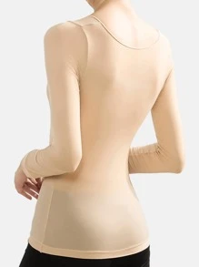 2 piezas Ropa interior térmica sin costuras para mujer - Top cómodo y suave de manga larga y cuello redondo, perfecto para lencería y ropa de dormir, material de alta calidad y ultra delgado