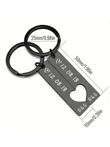 1 Pair Custom Valentines Day Custom Personalized Anniversary Gifts For Her Girlfriend Him Boyfriend, Engraved Coordinates Keychain Wifey Hubby Couple