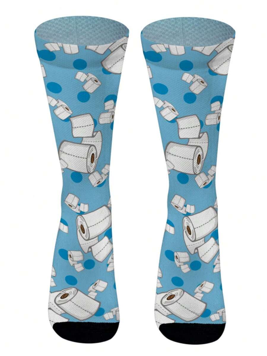 Women Over The Calf Socks - 藍白色 - 查看 1