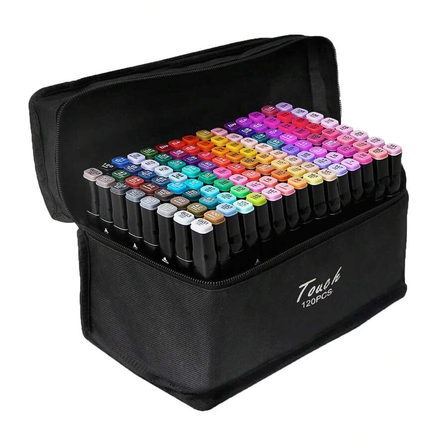 Marcadores Doble Punta Plumones Punta Pincel Kit 120 Colores - Multicolor - Ver 1