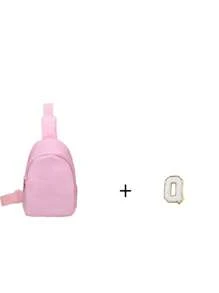 1 件迷你男孩和女孩尼龙拉链时尚字母胸包，一体式休闲包适合日常使用（字母 Diy 手工包！！！） - 粉色 - 查看 20