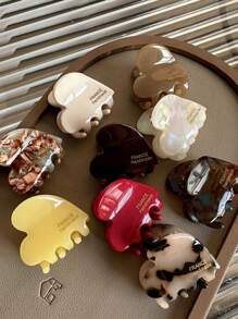 6 件/4 件/1 件亚克力发夹 2024 新款心形迷你爪夹，适用于刘海和侧发际线，多巴胺情人节发夹，发夹，发夹，发夹，学校用品，学院秋冬发饰，女士度假装扮