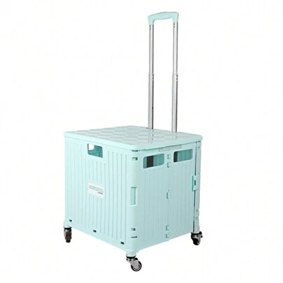 Folding Grocecy Cart Utility Shopping Trolley Basket W/ 360° Rotate Wheels, Black/Pink/Blue