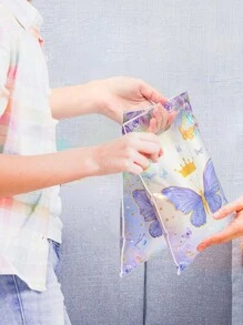 25 piezas de bolsas de regalo con estampado de mariposas moradas, suministros de decoración para fiesta de cumpleaños, fiesta familiar, día festivo, bolsas de regalo de agradecimiento, suministros multiusos para envolver regalos, Navidad, Día de San Valentín