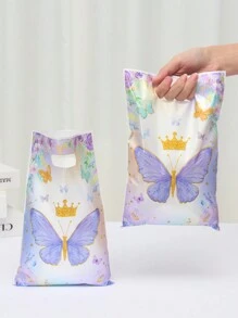 25 piezas de bolsas de regalo con estampado de mariposas moradas, suministros de decoración para fiesta de cumpleaños, fiesta familiar, día festivo, bolsas de regalo de agradecimiento, suministros multiusos para envolver regalos, Navidad, Día de San Valentín