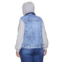Plus Size Denim Jackets - Rửa trung bình - Xem 2