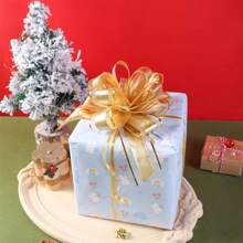 10 Pieces Pull Bow Gift Wrapping Pull Bow Ribbon, Pull Bows For Christmas Wedding Baskets Valentine's Day, Bows Multicolor Ribbon Bow For Gift Wrapping (Gold) - 10 - View 5