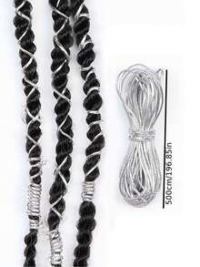 1 件全新个性化金色脏辫发绳，5 米长，嘻哈银色编织发带，简约时尚发饰 - 彩色 - 查看 9