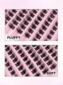 Rikuaild 110 PCS Individual Cluster Fluffy Wispy DIY Eyelash Extension Natural Look Lash Eyelash Soft Comfortable Reusable - D - Xem 5