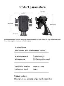 1pc New Car Dashboard Phone Holder, Suction Cup Car Phone Mount With Strong Suction, Universal Fit, Non-Blocking View - Black - View 3