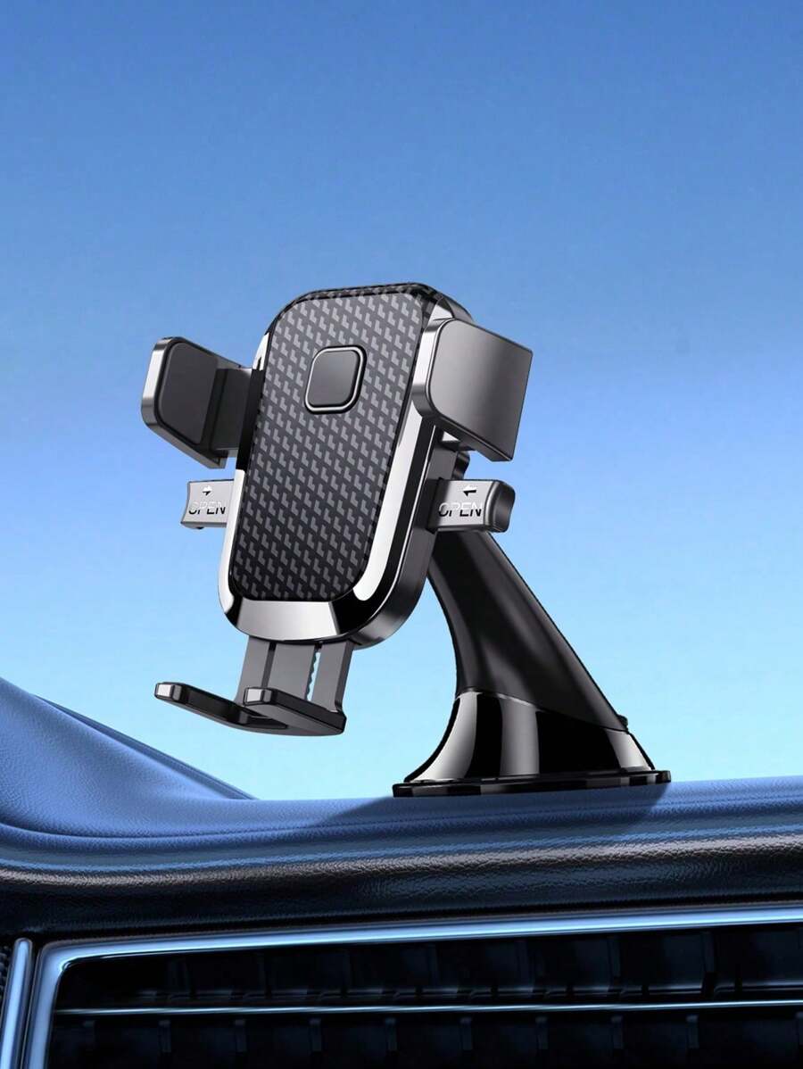 1pc New Car Dashboard Phone Holder, Suction Cup Car Phone Mount With Strong Suction, Universal Fit, Non-Blocking View - Black - View 1