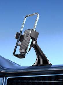 1pc New Car Dashboard Phone Holder, Suction Cup Car Phone Mount With Strong Suction, Universal Fit, Non-Blocking View - Black - View 2