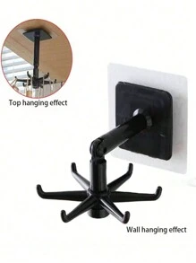 1pc/4pcs Multi-Functional Swivel Hook 360 Degree Swivel Traceless Stick Hook No Punch Kitchen Spoon 6 Hook Hook With Hook Hanger