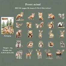 25pcs/Pack Forest Home Series Stickers, Forest Animals Theme DIY Scrapbooking Euro-Style Collage Back To School