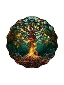 1 pieza Decoración de colgante con árbol pintado de colores para atmosfera festiva en puerta, pared, armario, ventana de casa, decoración del hogar, decoración de habitación, decoración de pared