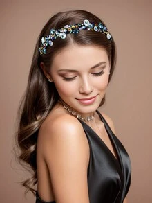 1 chiếc băng đô đính đá pha lê nhiều màu thời trang tối giản cho nữ, phụ kiện tóc thủ công dùng để chụp ảnh - Đầy màu sắc - Xem 4