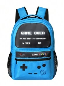 Mochila de regreso a la escuela para niños - Mochila para niños gamers para niños, niños y adolescentes, escuela primaria y secundaria - Mochilas para niños de 6 a 18 años, mochila escolar de videojuegos de 16 pulg. para viajes