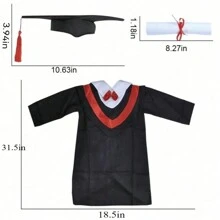 Niños Graduación Gorro Y Toga, Traje De Graduado Con Borla Y Certificado Para Preescolar Y Kindergarten, Vestirse Para La Edad De 3 4 5 6 7 Años - Negro - Ver 2