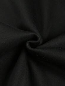 男式毛绒休闲连帽口袋户外运动衫，配字母印花图案连帽衫 - 黑色 - 查看 8