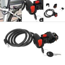 Trava Cabo De Aço Cadeado De Segurança Para Bike Moto Com Chave Espiral Anti-Roubo Com suporte - Preto - Visão 5