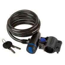 Trava Cabo De Aço Cadeado De Segurança Para Bike Moto Com Chave Espiral Anti-Roubo Com suporte - Preto - Visão 2