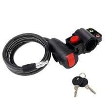 Trava Cabo De Aço Cadeado De Segurança Para Bike Moto Com Chave Espiral Anti-Roubo Com suporte - Preto - Visão 4