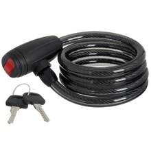Trava Cabo De Aço Cadeado De Segurança Para Bike Moto Com Chave Espiral Anti-Roubo Com suporte - Preto - Visão 1