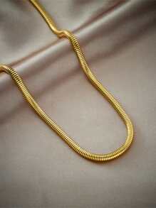 1条不锈钢加粗圆蛇形链项链，适合日常佩戴 - 金黃色 - 查看 3