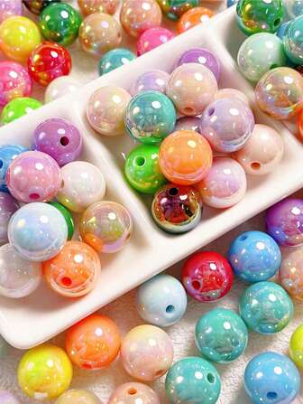 亞克力卡片16高貨鍍UV彩色貝殼實色圓珠手工DIY手機鏈串珠材料配件