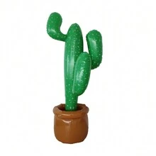 1 PIEZA Maceta de cactus inflable simulado, decoración de ambiente para playa y piscina, disfraz de festival de cactus, juguetes inflables de playa, para uso de adultos - Verde - Ver 3