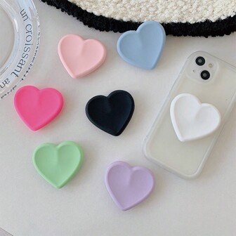 1pc Cute Soft Silicone Heart-Shaped Pink Silicone Phone Pullout Stand, Creative Integrated Foldable Stand, Casual Phone Stand Expandable Foldable Adjustable Phone Grip Stand For Smartphones And Tablets