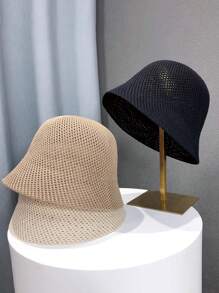 1 件女士轻质透气镂空网眼渔夫帽，可折叠太阳帽，适合户外旅行