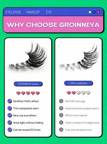 GROINNEYA 猫眼睫毛 5 对透明带状假睫毛狐狸眼睫毛仿貂睫毛自然睫毛睫毛延长化妆（YX04）条状睫毛，睫毛，睫毛，假睫毛