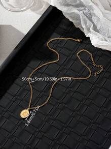 1pc Stylish Stainless Steel Sun Pendant Necklace Men's Daily/Party Jewelry - Yellow Gold - View 6