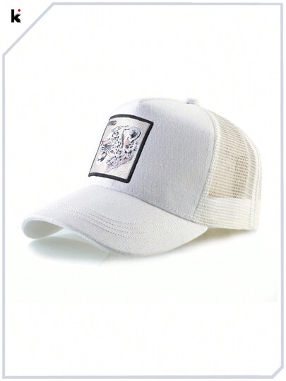 KKISSBAOBEI قبعة بيسبول مطرزة بفهد الثلج للرجال 1 قطعة، قبعة سائق شاحنة هيب هوب مثالية للنشاطات اليومية العارضة والخارجية على الشارع