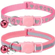 2pcs Reflective Pet Collar, Adjustable Anti-Choking Buckle Necklace For Small Cats And Dogs
