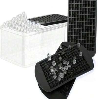 2pcs Square 160-Cavity Silicone Ice Cube Tray, Cold-Resistant And Durable, Can Be Used As Ice Mold, Pudding Mold, Suitable For Home, Bar And Other Occasions, Easy To Use