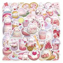 50PCS 3D Pink Pudding Cute Rabbit Rabbit Doodle Stickers Personalized Fashion Creative DIY Decorative Stickers Desk Guitar Laptop Skateboards Water Cups Helmets Popular Decals Toys - Multicolor - View 2