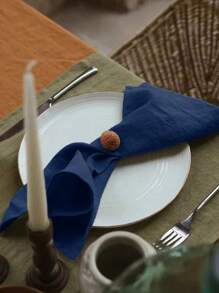 2/6/12pcs French Rustic Style Linen Fabric Simple And Skin-Friendly Absorbent Tablecloth For Hotel, Restaurant, Home, Banquet, Holiday Party Decoration, Including Tablecloth, Coasters And Napkins