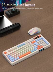 RAIKU Juego de teclado con cable de membrana con diseño Thunder Que T98, con retroiluminación tricolor de sensación mecánica para computadora de escritorio de oficina y juegos. Incluye conjunto de teclado con retroiluminación. - Juego de teclado y mouse con cable para juegos T98 - Ver 2